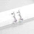wholesale 925 Sterling Silver Pink Flamingo Huggie Hoop Earrings with Cubic Zirconia Stones for Women-0-4
