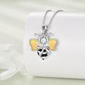 wholesale 925 Sterling Silver Bee Necklace with Opal and Crystal Daisy Pendant for Women & Teenage Girls - Christmas Gift Idea-0-4