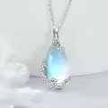 wholesale 925 Sterling Silver Moss Agate Turquoise Larimar Aquamarine Opal Black Onyx Rose Quartz Moonstone Pendant Necklace-0-2