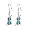 wholesale 925 Sterling Silver Violin Shape Abalone Shell Inlay Leverback Dangle Drop Earrings Wholesale for Women-0-0