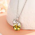 wholesale 925 Sterling Silver Cat Mom Baby Sleeping With Yellow Crystal Pendant Necklace-0-42