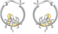 wholesale 925 Sterling Silver Gold Plated Octopus Hoop Earrings - Christmas Gift for Her-octopus hoops