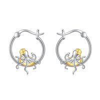 wholesale 925 Sterling Silver Octopus Hoop Earrings Wholesale With Selfie Pose-octopus hoops