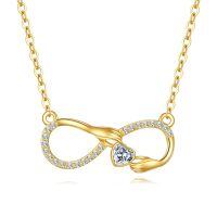 wholesale 14k Infinity Necklace Wholesale With Heart Lab Diamond Pendant And Gold Chain Elegance-gold infinity necklace