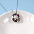 wholesale 925 Sterling Silver Cute Pig Pendant Necklace Rainbow Crystal Circle Women Jewelry-0-2
