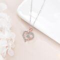 wholesale 925 Sterling Silver 25th Anniversary Rose Flower Love Heart Pendant Necklace for Women-0-2