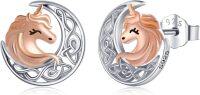 wholesale 925 Sterling Silver Unicorn Moon Stud Earrings-Unicorn-Moon