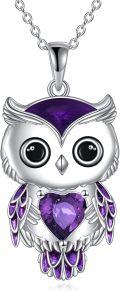 wholesale 925 Sterling Silver Birthstone Owl Pendant Necklace Jewelry Gift for Women-0-0