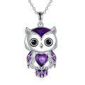wholesale 925 Sterling Silver Birthstone Owl Pendant Necklace Jewelry Gift for Women-0-0