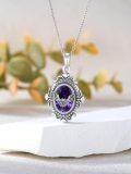 wholesale 925 Sterling Silver Purple Crystal Pendant Necklaces Gothic Bat Design s for Her-0-3