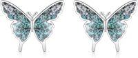 wholesale 925 Sterling Silver Blue Fire Opal Butterfly Stud Earrings Hypoallergenic  for Women Girls 6mm x 8mm-Butterfly Earring(Turquoise Gravel)