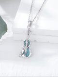 wholesale 925 Sterling Silver & Turquoise Violin Necklace, 0.78x0.87 Music Pendant, 18+2 Adjustable Chain, Gift for Musicians-0-1