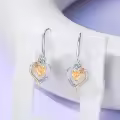 TOUPOP Sterling Silver Citrine Heart Butterfly Earrings-0-3