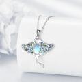 wholesale 925 Sterling Silver Moonstone Abalone Shell Manta Ray Pendant Necklace for Women-0-3