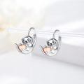 wholesale 925 Sterling Silver Heart-Shaped Otter Stud Hoop Earrings for Women Girls  48x36mm-0-2