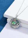 wholesale 925 Sterling Silver Abalone Shell Howling Wolf Moon Phases Pendant Necklace for Women-0-1