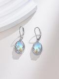 wholesale 925 Sterling Silver Girl With Dog Moonstone Two Tone Drop Earrings-0-1