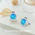 wholesale 925 Sterling Silver Blue Opal Turtle Stud Earrings - Ocean Themed Sea Creature  for Her-0-5