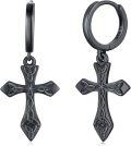wholesale 925 Sterling Silver Black Celtic Knot Cross Drop Earring Set - Gothic Medieval Style Jewelry for Men & Women-0-0