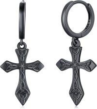 wholesale 925 Sterling Silver Black Celtic Knot Cross Drop Earring Set - Gothic Medieval Style Jewelry for Men & Women-B1-Cross Earrings