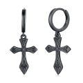wholesale 925 Sterling Silver Black Celtic Knot Cross Drop Earring Set - Gothic Medieval Style Jewelry for Men & Women-0-0