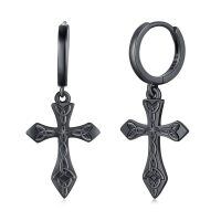 wholesale 925 Sterling Silver Black Celtic Knot Cross Drop Earring Set - Gothic Medieval Style Jewelry for Men & Women-B1-Cross Earrings