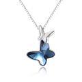 wholesale 925 Sterling Silver & Austrian Crystal Blue Morpho Helena Butterfly Necklace - 0.58, 18 Chain, Gift Box, 12-Month Warranty-0-0
