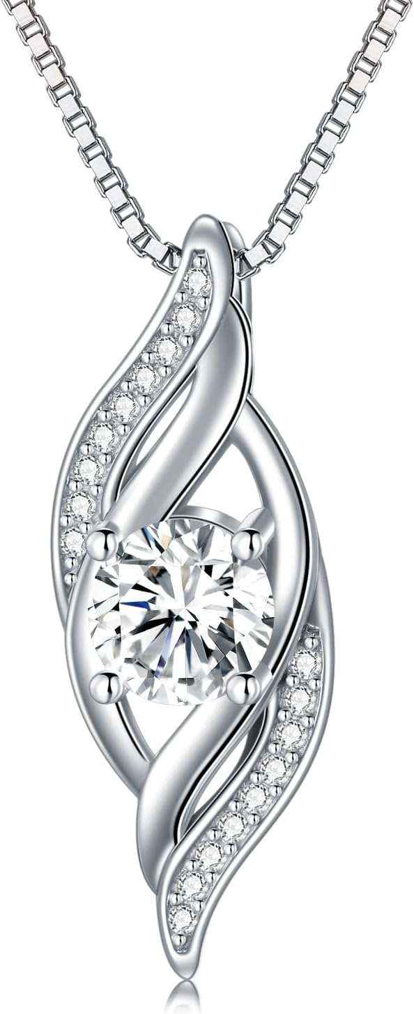 wholesale Sterling Silver Birthstone Infinity Necklace for Women Love Jewelry Gift-04-Apr.-Simulated Diamond