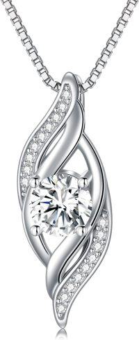 wholesale 925 Sterling Silver Birthstone Infinity Necklace for Women Love Jewelry Gift-04-Apr.-Simulated Diamond