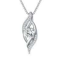 wholesale 925 Sterling Silver Opal Pendant Necklace Wholesale With Cubic Zirconia Leaves Design-04-Apr.-Simulated Diamond