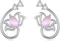 wholesale 925 Sterling Silver Pink Cat's Eye Lotus Flower Stud Earring-0-0