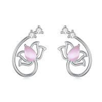 wholesale 925 Sterling Silver Lotus Earrings With Pink Gemstone-Purple Opal Earrings