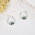 wholesale 925 Sterling Silver Panda Moonstone Huggie Hoop Earrings for Women Girls Mothers Day Gift Animal Charm Jewelry 43mm Diameter-0-3