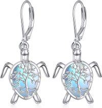 wholesale 925 Sterling Silver Sea Turtle Dangle Earrings with Blue Opalite Gemstone - Ocean Inspired  for Her-Turtle Earring