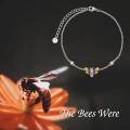 wholesale 925 Sterling Silver Bee Charm Ankle Anklet with Crystal Accents for Women and Girls-0-5
