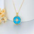 wholesale 14K Gold Turquoise Compass Pendant Necklace for Women's Graduation Gifts-0-4