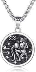 wholesale 925 Sterling Silver Aquarius Zodiac Sign Constellation Pendant Necklace s for Men Women Gifts Astrology Jewelry Accessories-0-0
