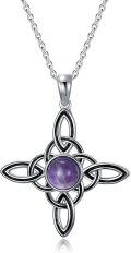 wholesale 925 Sterling Silver Amethyst Knot Cross Pendant Necklace-0-0