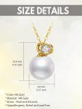 TOUPOP 14K Gold Pearl Necklace with Bow Heart Dolphin Pendant-0-3