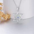 wholesale 925 Sterling Silver Star of David with Blue Sapphire Evil Eye Pendant Necklace-0-2