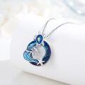 wholesale 925 Sterling Silver Ocean Life Pendant with Blue Crystal Wave and Starfish Charm Necklace-0-2