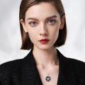 wholesale 925 Sterling Silver Pentagram Snake Black Onyx Cubic Zirconia Pendant Necklace-0-2