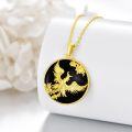 wholesale 925 Sterling Silver Black Onyx Phoenix Risen From Ashes Pendant Necklace - Mother's Day Gift for Her-0-3