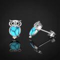 wholesale 925 Sterling Silver Turquoise Owl Stud Earrings - Cute Animal Jewelry for Women-0-1