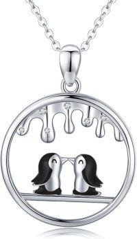 wholesale 925 Sterling Silver Penguin Family Necklace Gift for Mom Daughter Wife-Penguin