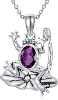 wholesale 925 Sterling Silver Crystal Frog Birthstone Pendant Necklace for Women-Frog June birthstone necklace