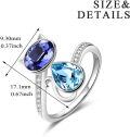wholesale 925 Sterling Silver Crystal Cat Ring with Swarovski Blue Purple Stones, Adjustable Size-0-4