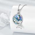 wholesale 925 Sterling Silver Abalone Shell Mermaid Heart Pendant Necklace for Women-0-2