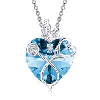 wholesale 925 Sterling Silver Crystal Butterfly Heart Stethoscope Pendant Necklace for Nurses and Doctors Gifts-03-March