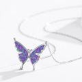 wholesale 925 Sterling Silver Purple Fire Opal Butterfly Pendant Necklace Minimalist Charm s for Her-0-4